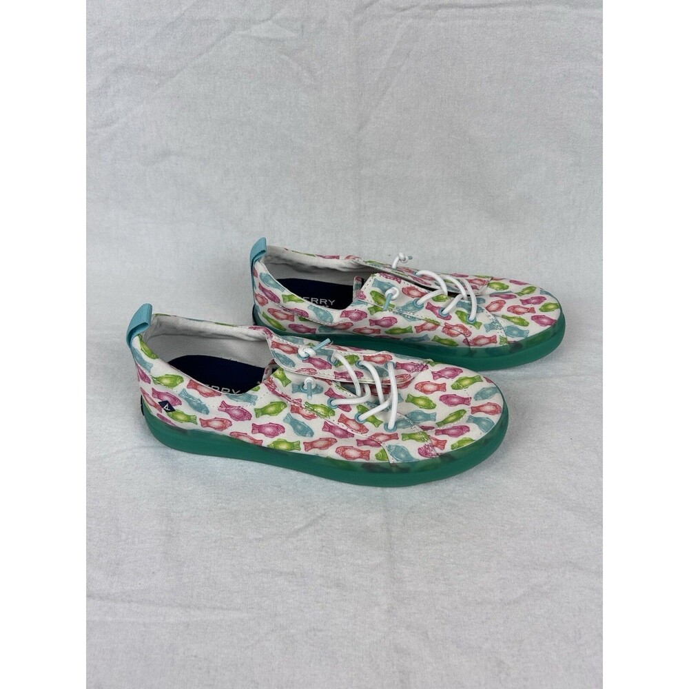 Sperry Top Sider Lace Up Shoes Womens 5M All Over Print Colorful Fish Gum Sole